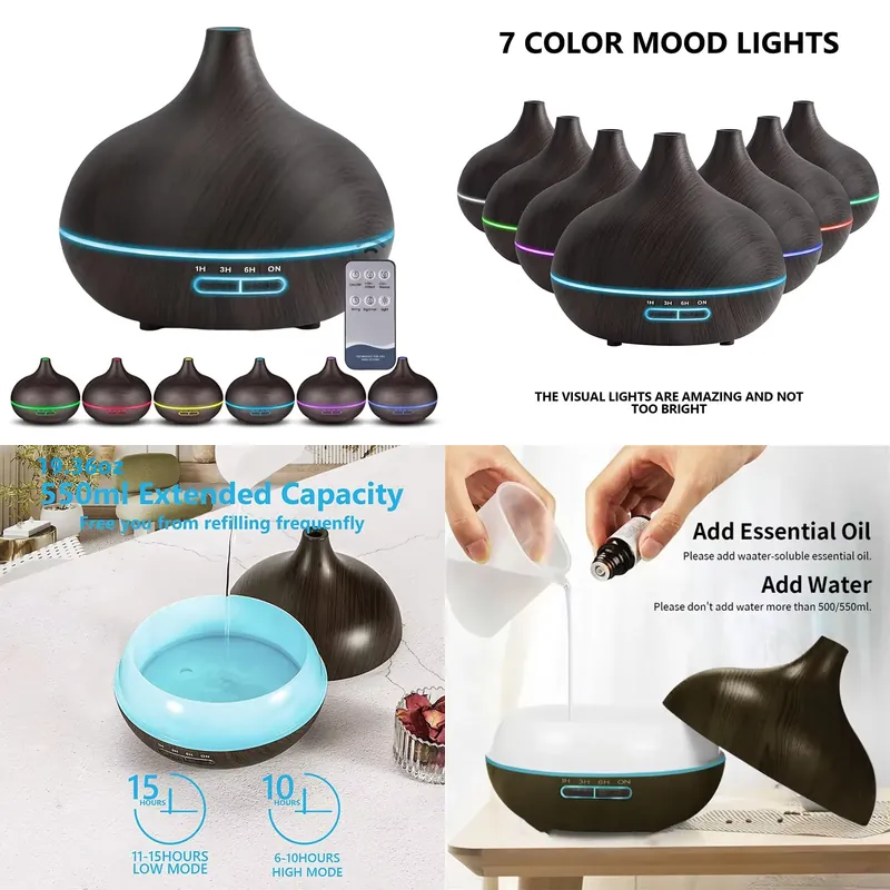 550ml Wood Color USB Aroma Dif - đánh giá và giá Essential Oils